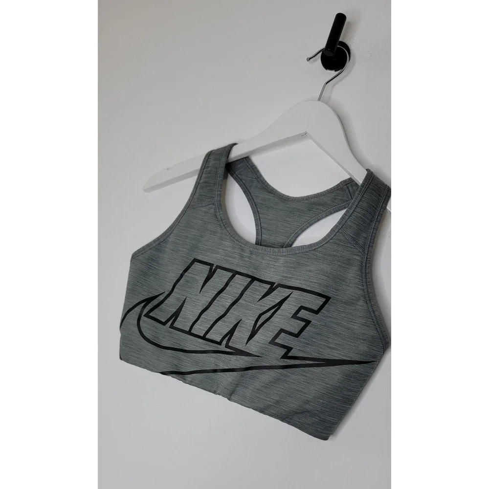 Nike Swoosh Futura Racerback Sports Bra Women's Size Large Gray /Black